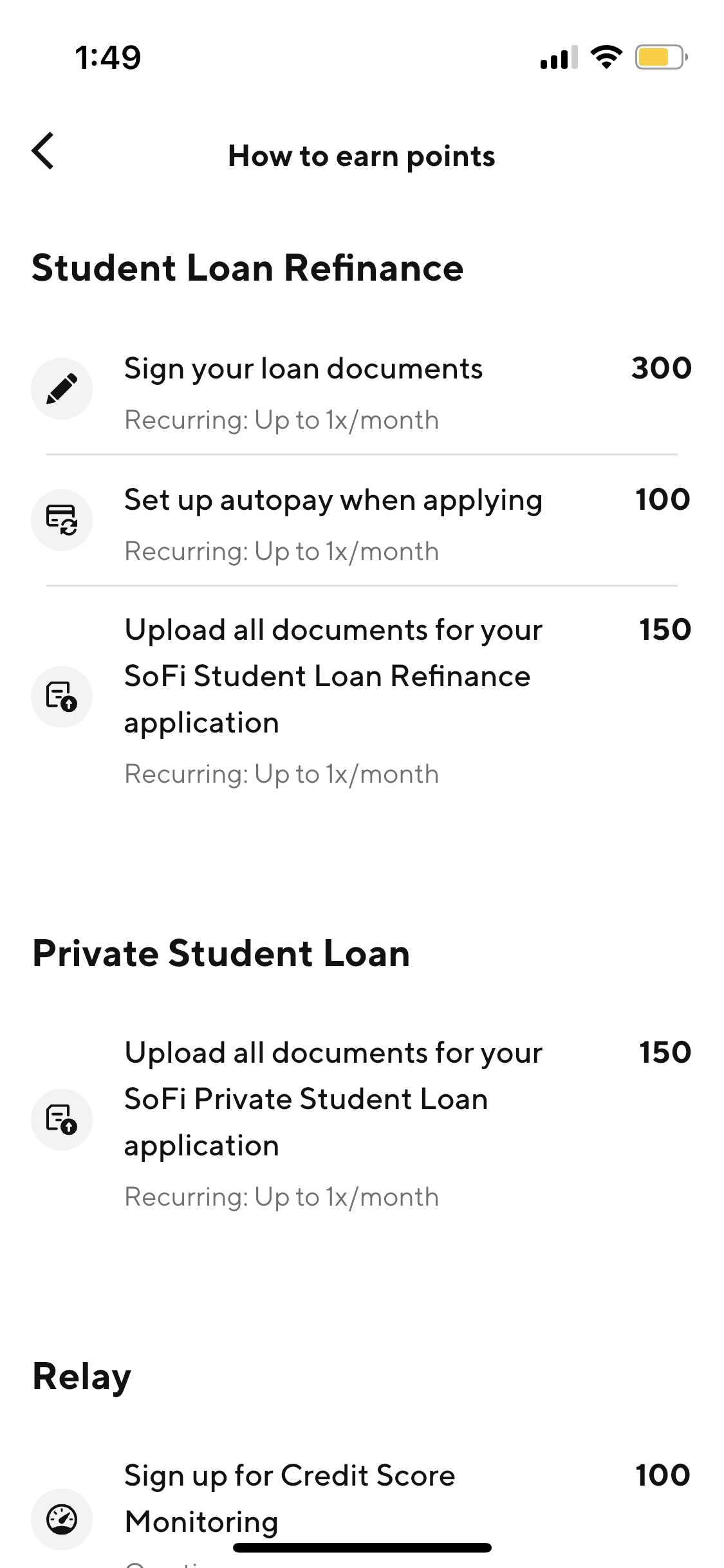 SoFi rewards program